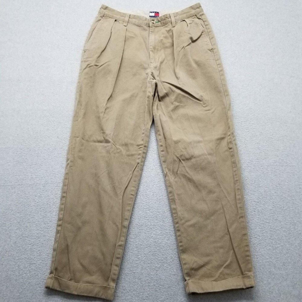 Tommy Hilfiger‎ Pants Mens 34x32 Tan Khakis Pockets Cotton Straight